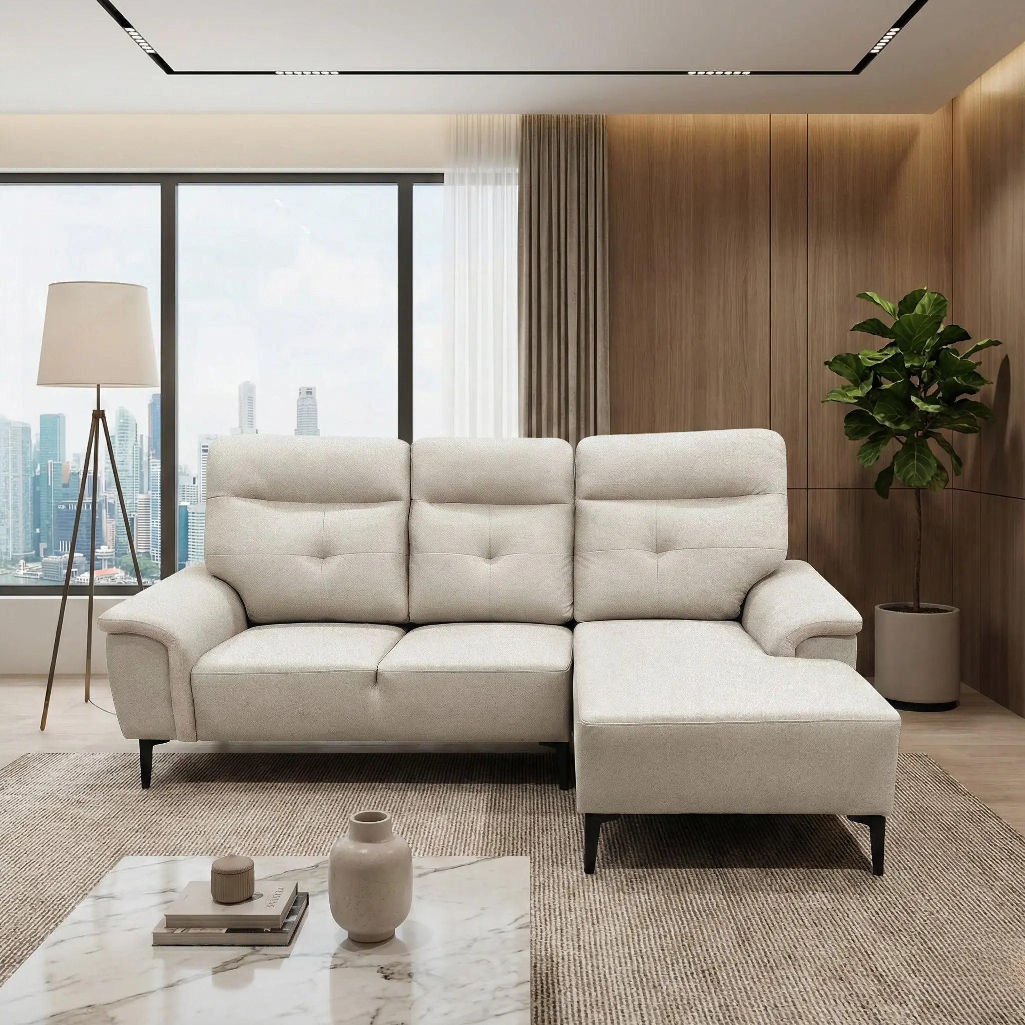Amby Fabric L-Shaped Sofa (Pet Friendly & Easy Clean)