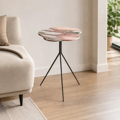 Virelune Luxury Stone Round Side Table