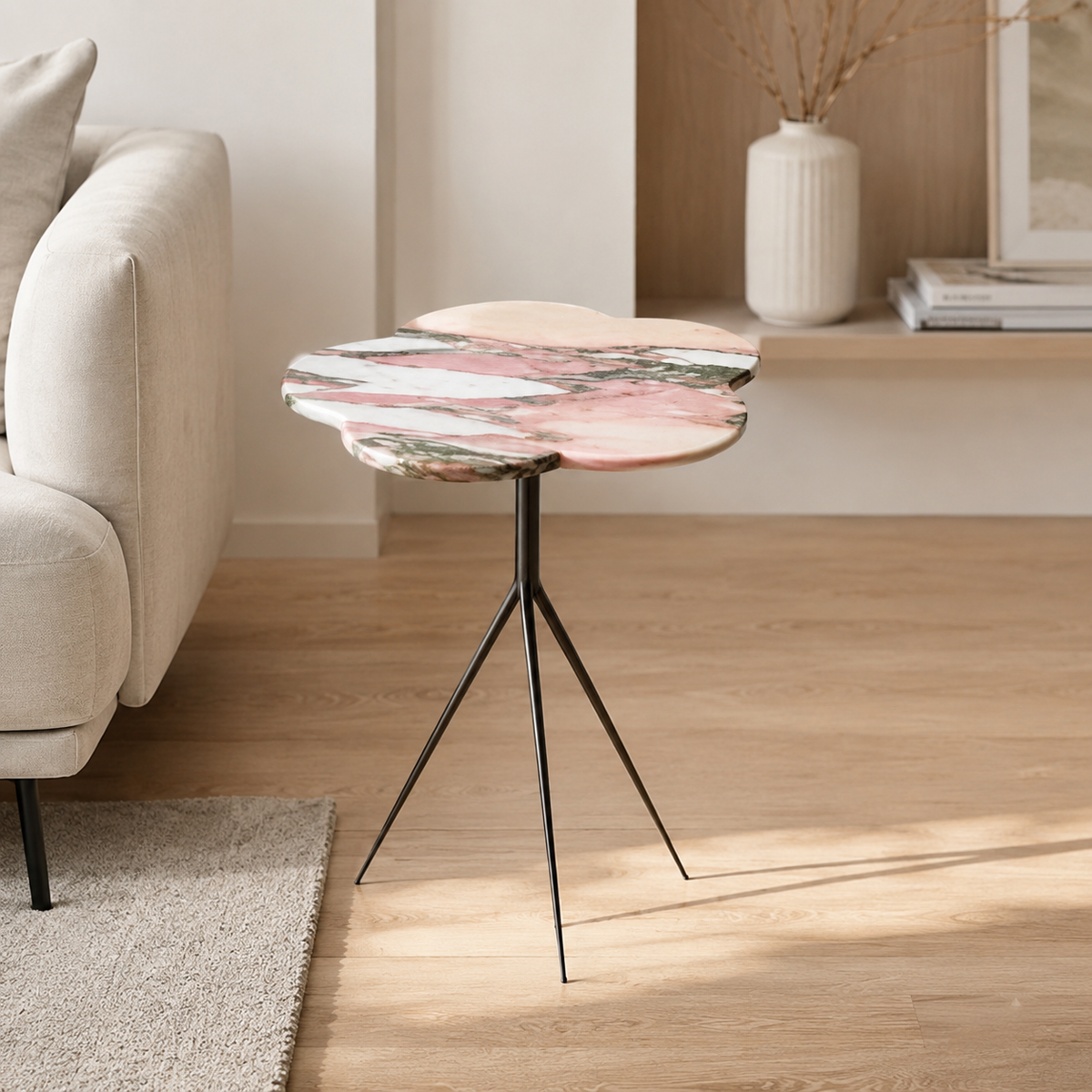 Virelune Luxury Stone Round Side Table