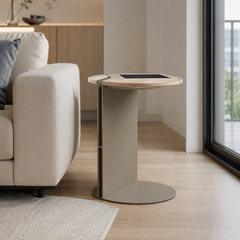 Sorvayne Luxury Stone C-Shaped Side Table
