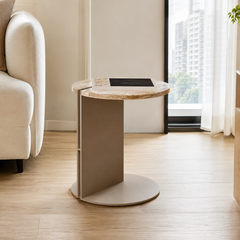 Sorvayne Luxury Stone C-Shaped Side Table