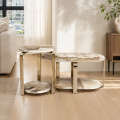 Orvenza Luxury Stone Nesting Side Tables