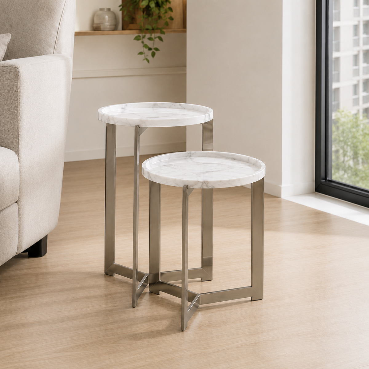 Caelvienne Luxury Stone Nesting Side Tables