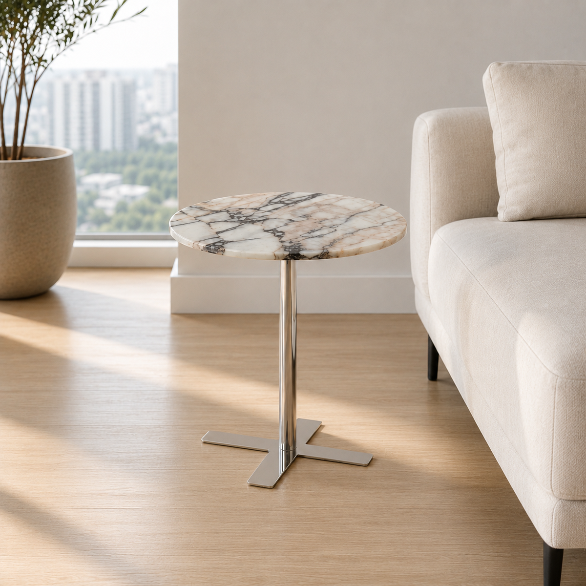 Cavelle Round Luxury Stone Side Table