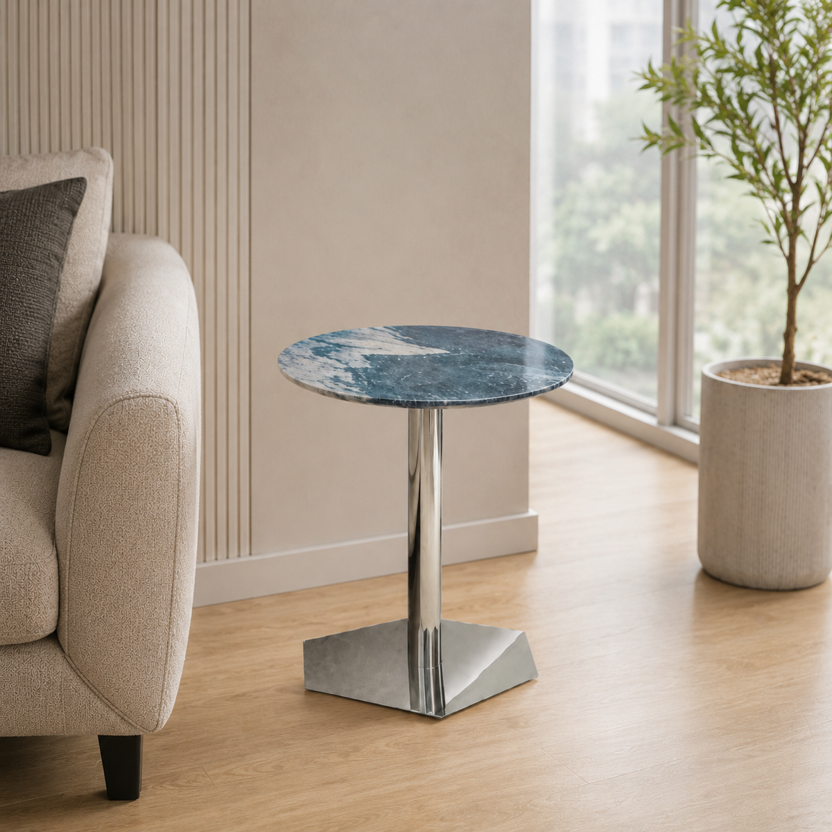 Mariselle Round Luxury Stone Side Table