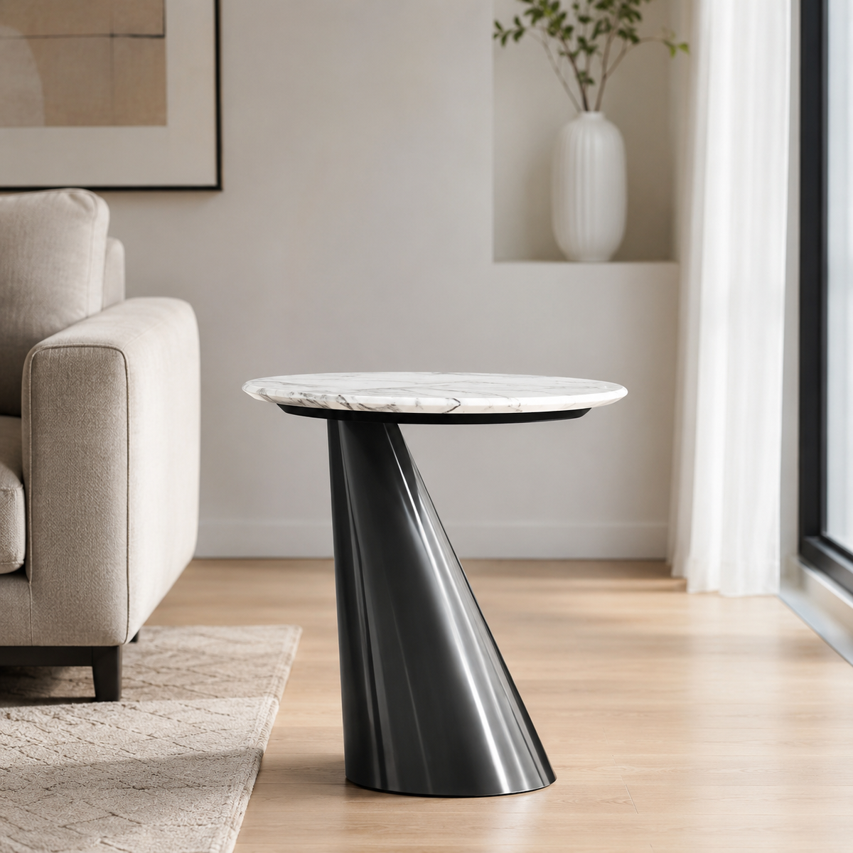 Orvello Luxury Stone Round Side Table