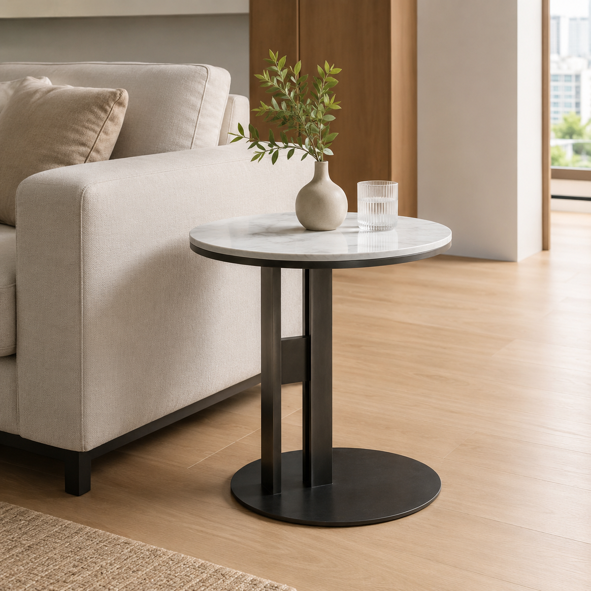 Ravienne Round Luxury Stone Side Table