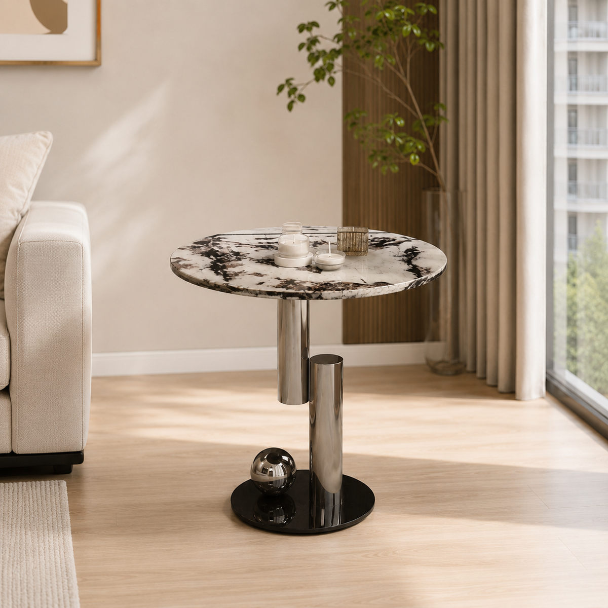 Celestio Luxury Stone Round Side Table