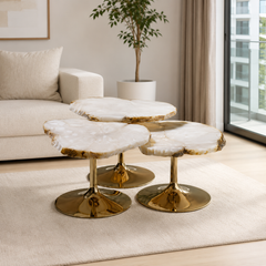 Veltrisse Luxury Stone Organic Nesting Side Table Set