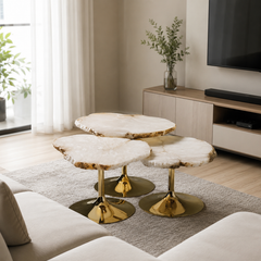 Veltrisse Luxury Stone Organic Nesting Side Table Set
