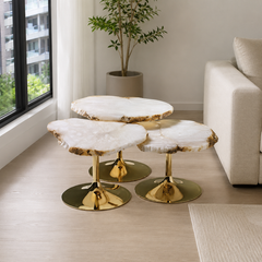 Veltrisse Luxury Stone Organic Nesting Side Table Set