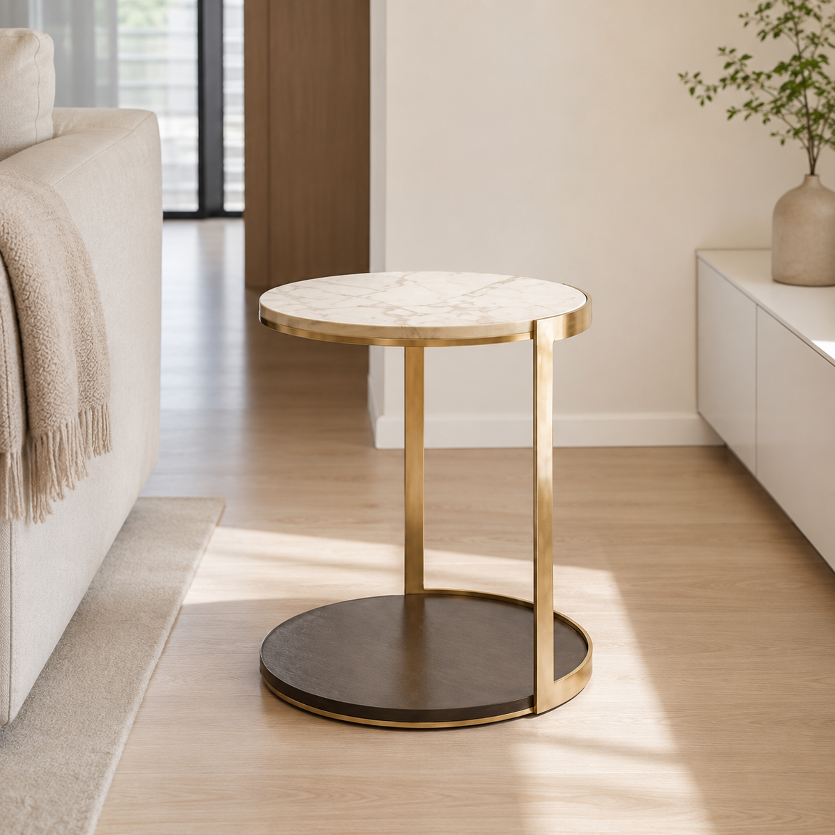 Caldrisse Luxury Stone Round Side Table