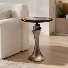 Corvessian Luxury Stone Round Side Table