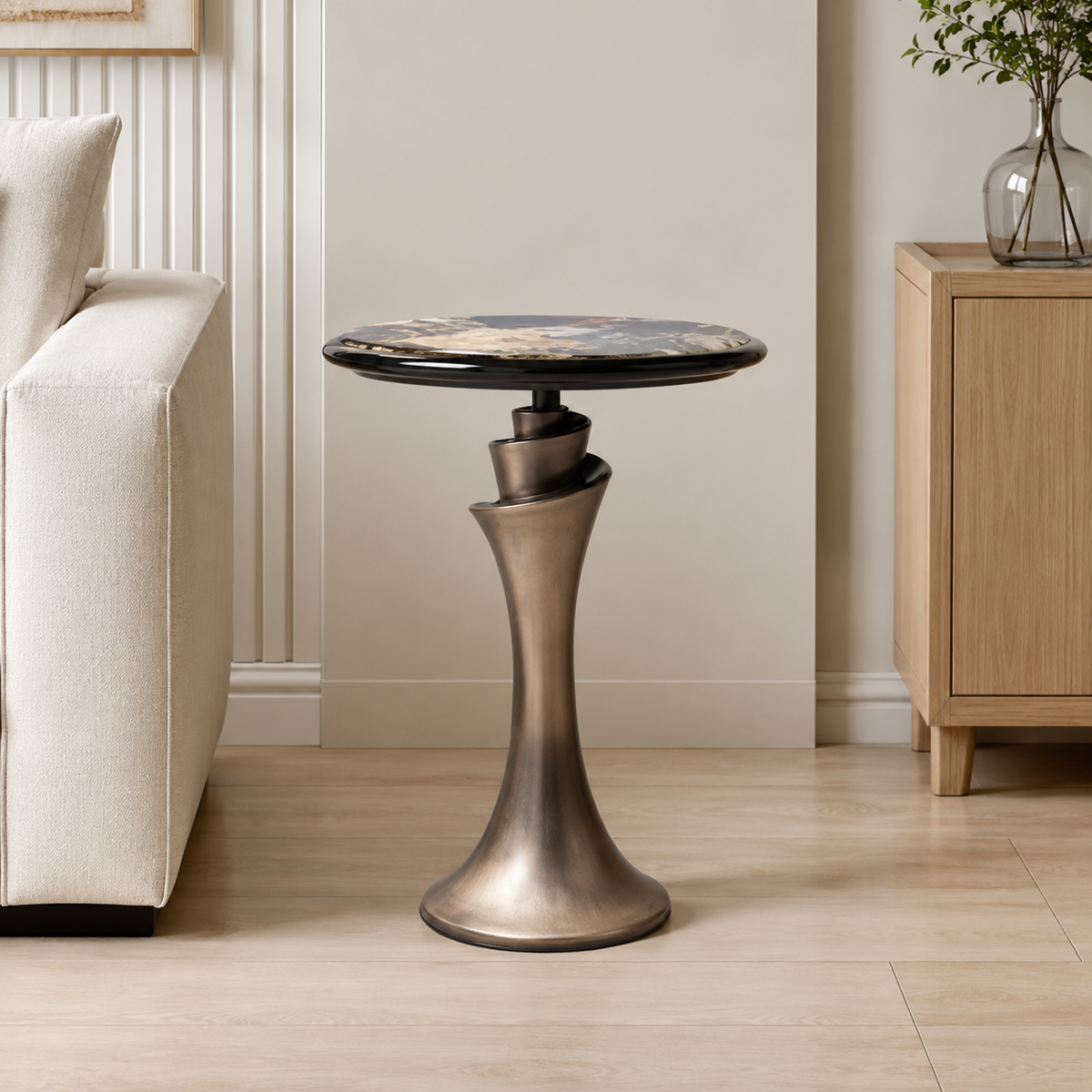 Corvessian Luxury Stone Round Side Table