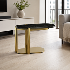 Velmire Luxury Stone Oval Side Table