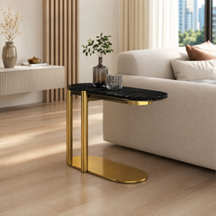 Velmire Luxury Stone Oval Side Table