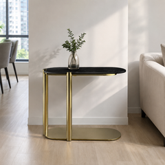 Velmire Luxury Stone Oval Side Table
