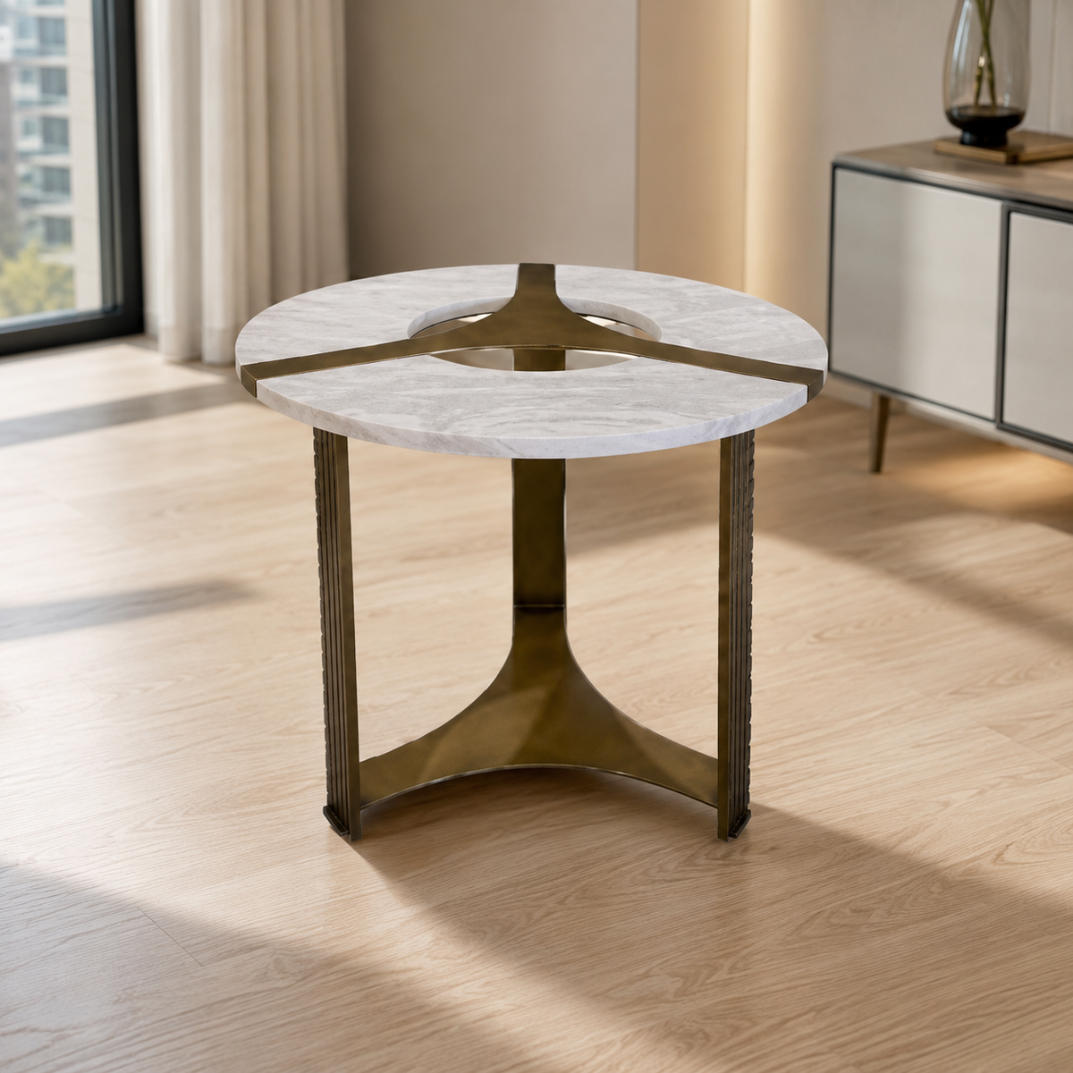 Trevellon Luxury Stone Round Side Table