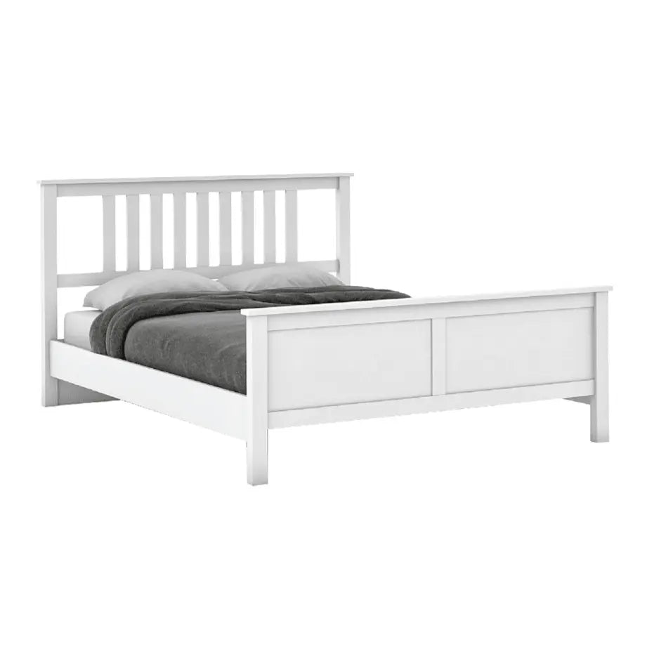 Clarivo White Wooden Bed Frame (Queen)