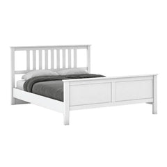 Clarivo White Wooden Bed Frame (Queen)