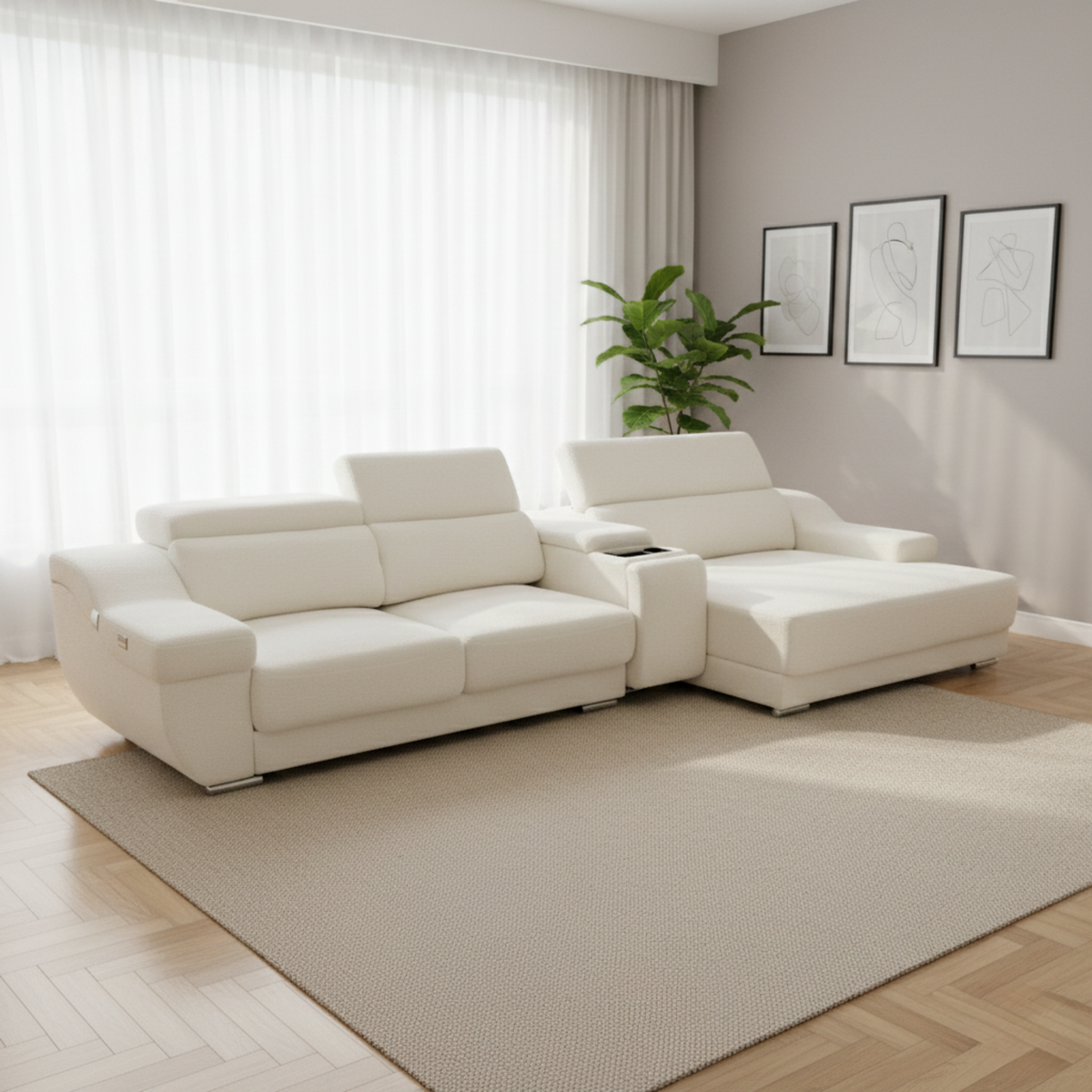 Dalric Fabric Adjustable Headrest Slider Sofa (Pet Friendly & Easy Clean)