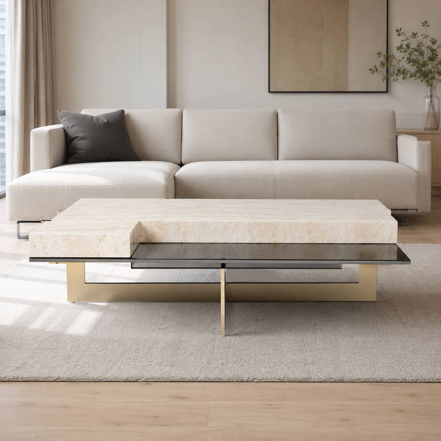 Valerisse Luxury Stone Rectangular Coffee Table