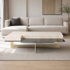 Valerisse Luxury Stone Rectangular Coffee Table