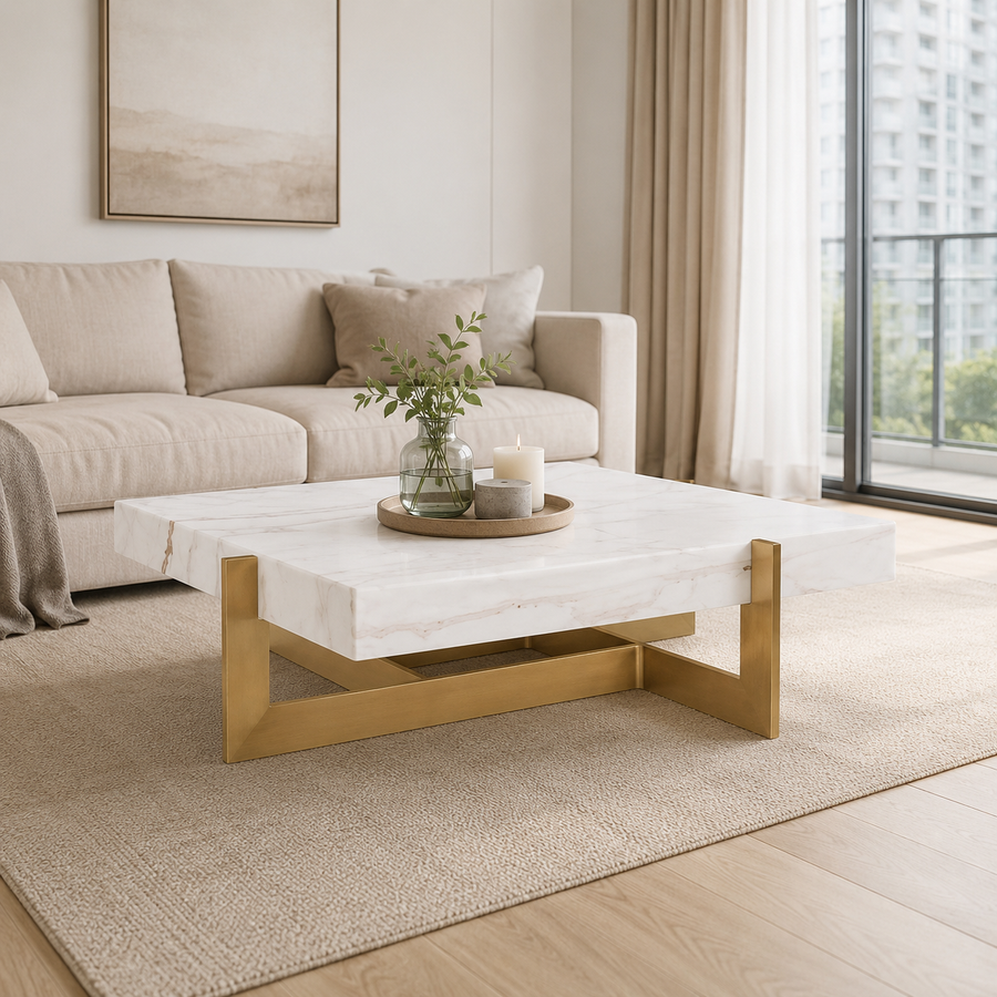 Liquefy Luxury Stone Square Coffee Table