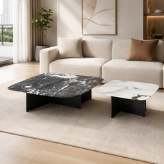 Oscar Luxury Stone Square Coffee Table Set