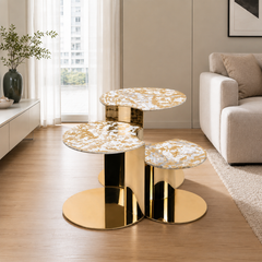 Aurestello Luxury Stone Nesting Coffee Table