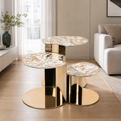 Aurestello Luxury Stone Nesting Coffee Table