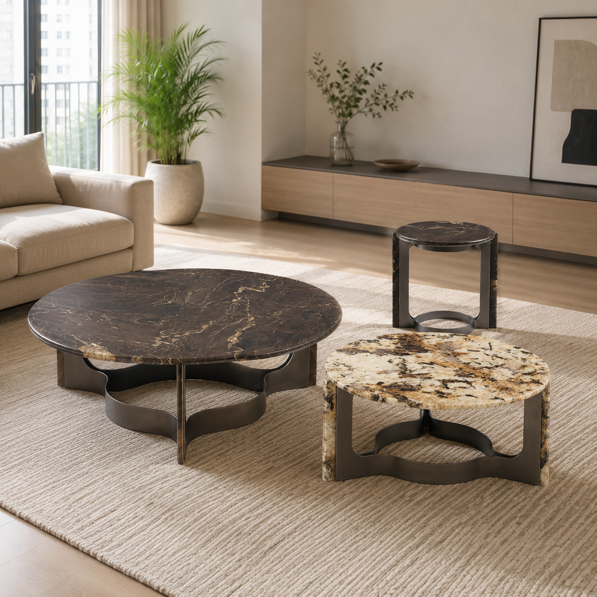 Valdoren Luxury Stone Coffee Table Set