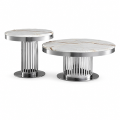 Auremont Silver Luxury Stone Coffee Table Set