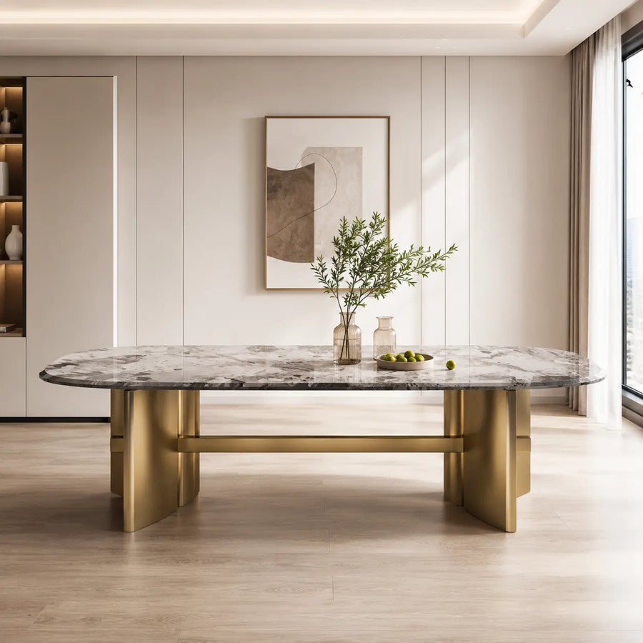 Lucca Rectangular Luxury Stone Dining Table