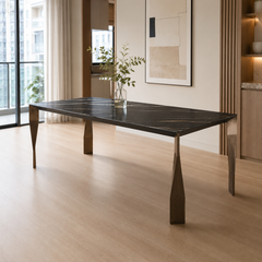 Diamora Lauren Black Gold Luxury Stone Dining Table