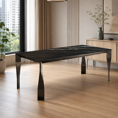 Diamora Lauren Black Gold Luxury Stone Dining Table