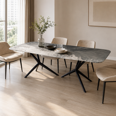 Hargrove Oreo Grey Luxury Stone Dining Table