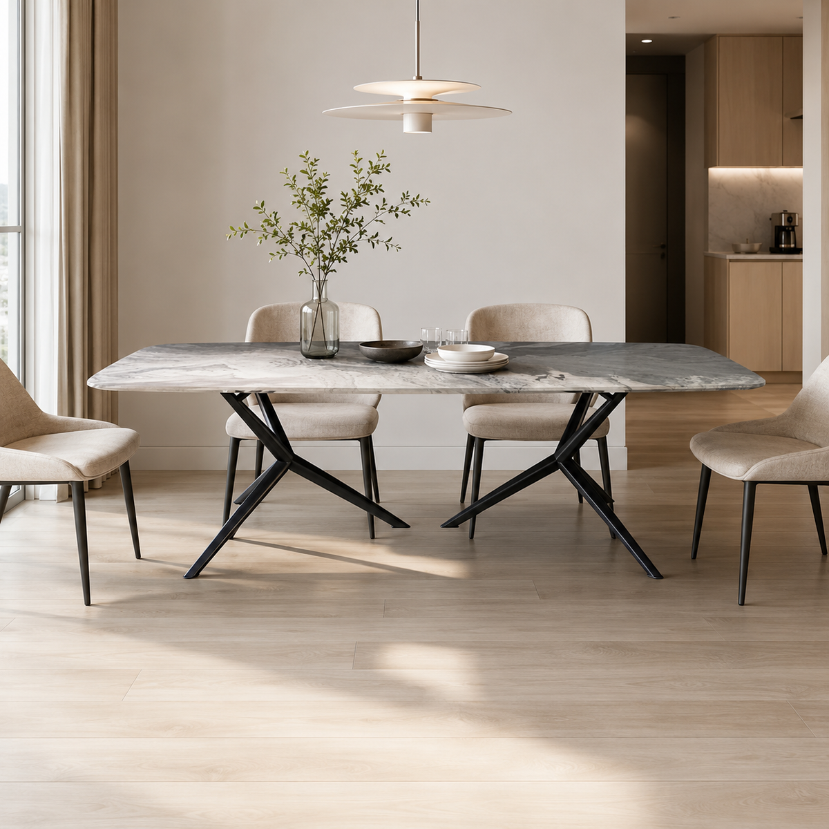 Hargrove Oreo Grey Luxury Stone Dining Table