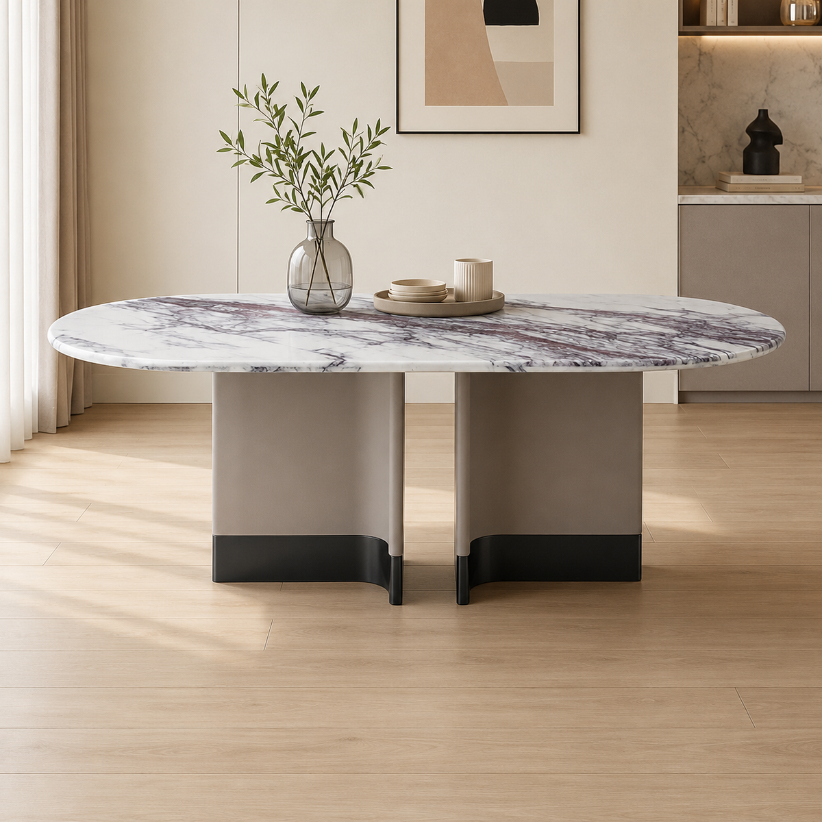 Adonelle Lilac White Luxury Stone Dining Table