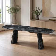 Noirvane White Roots Oval Luxury Stone Dining Table