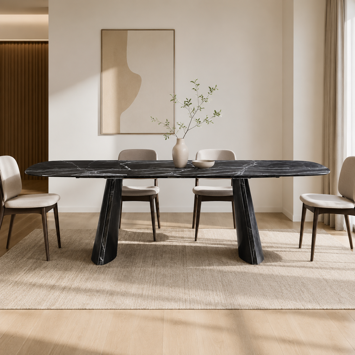 Noirvane White Roots Oval Luxury Stone Dining Table