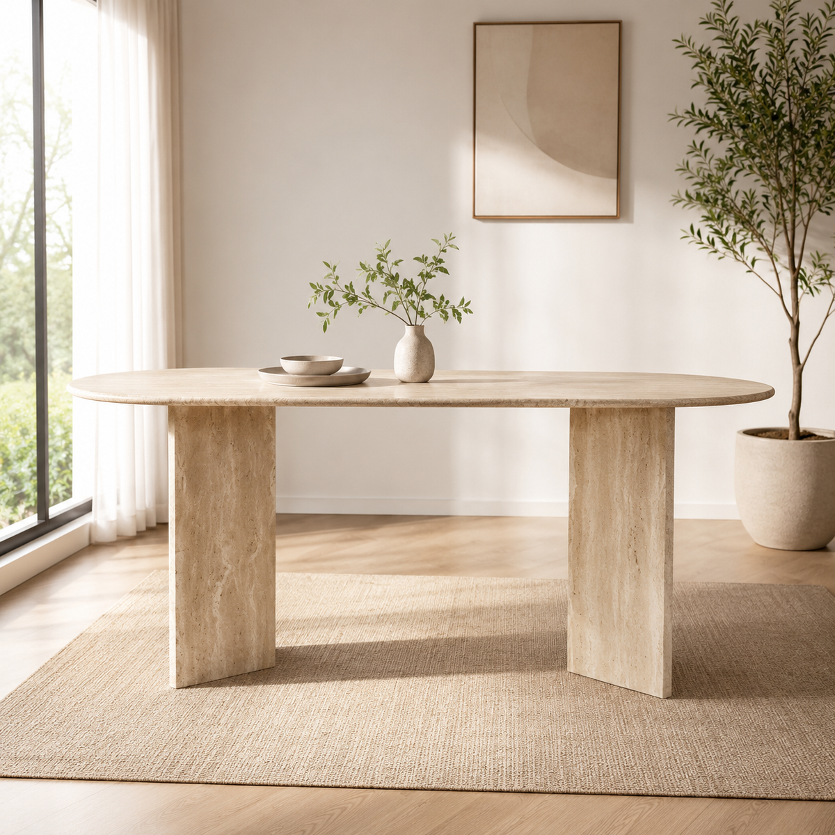 Travelle Romano Oval Travertine Dining Table