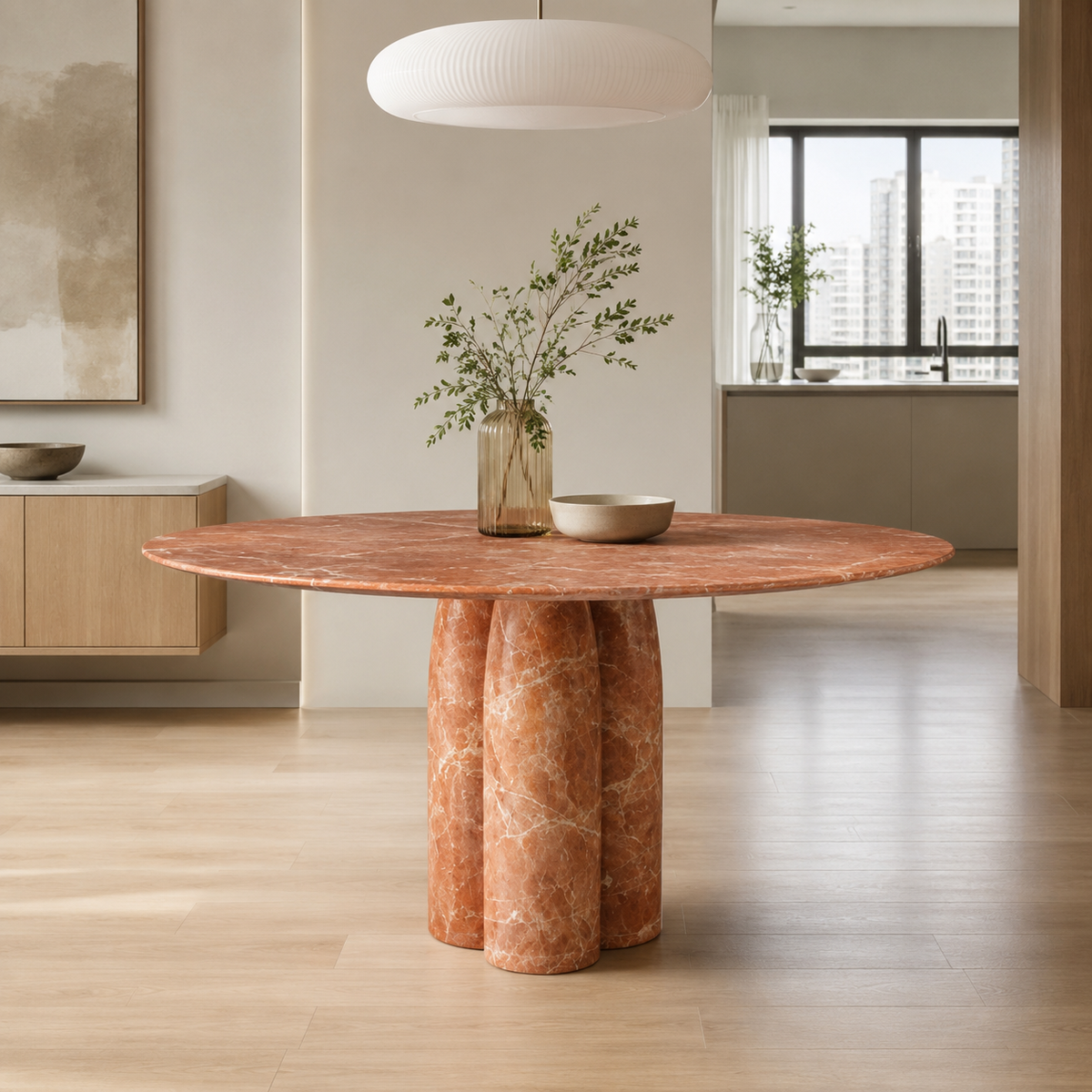 Rosavelle Red Cave Stone Round Dining Table