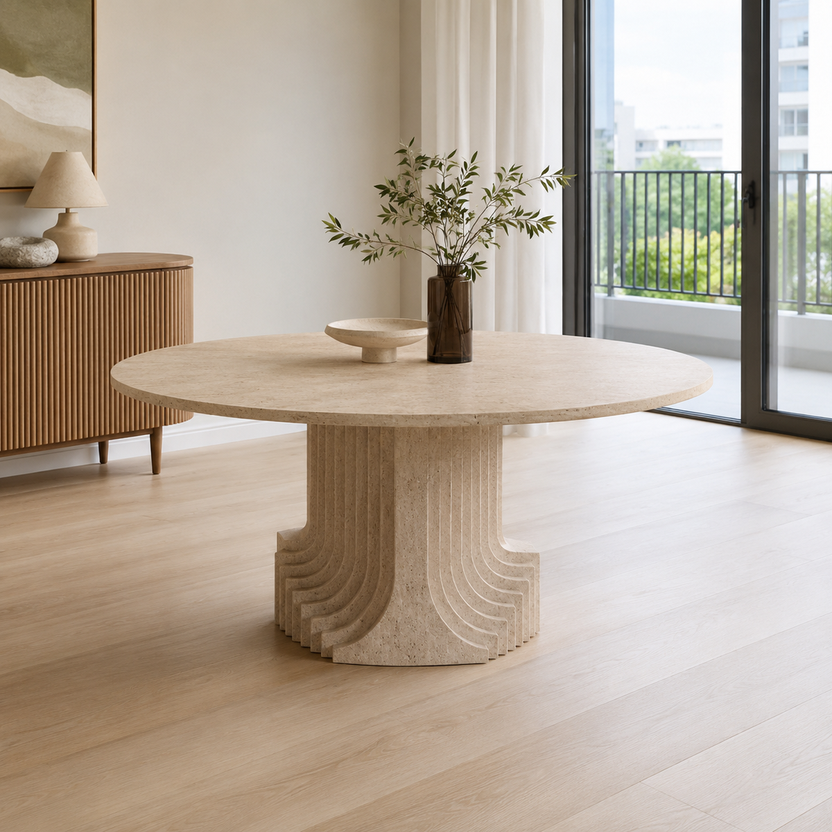Romavelle Travertino Romano Round Dining Table