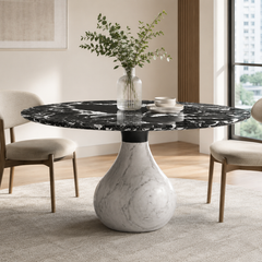 Rochevella Black Marble Round Dining Table