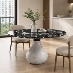 Rochevella Black Marble Round Dining Table