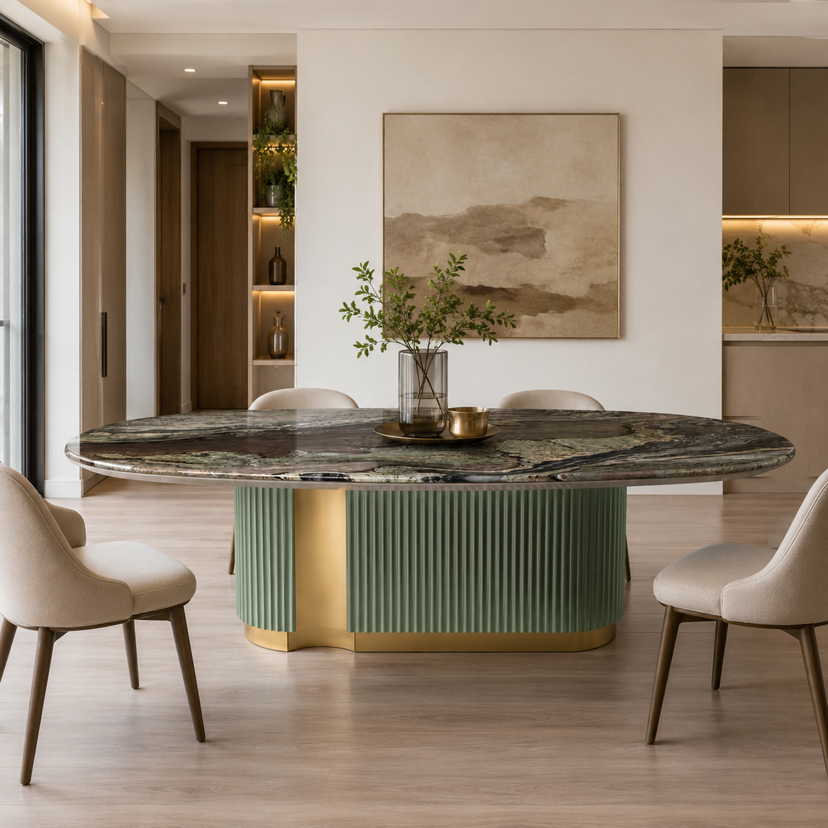 Leovaire Oval Luxury Stone Dining Table