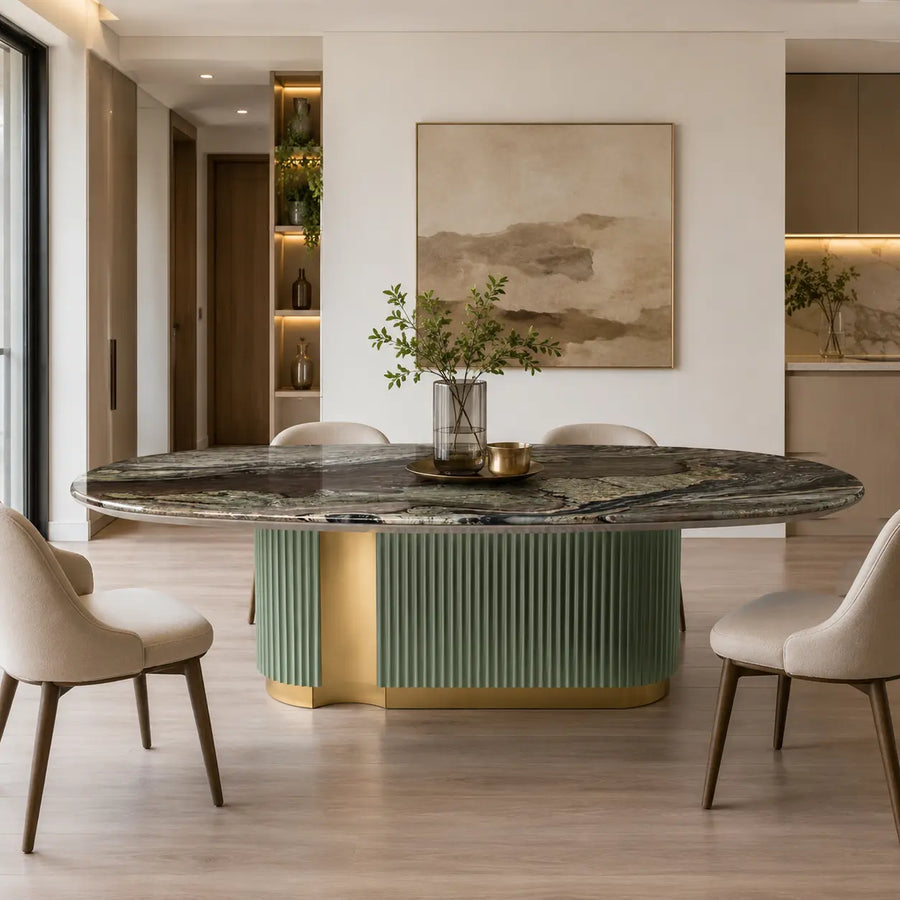 Leovaire Oval Luxury Stone Dining Table