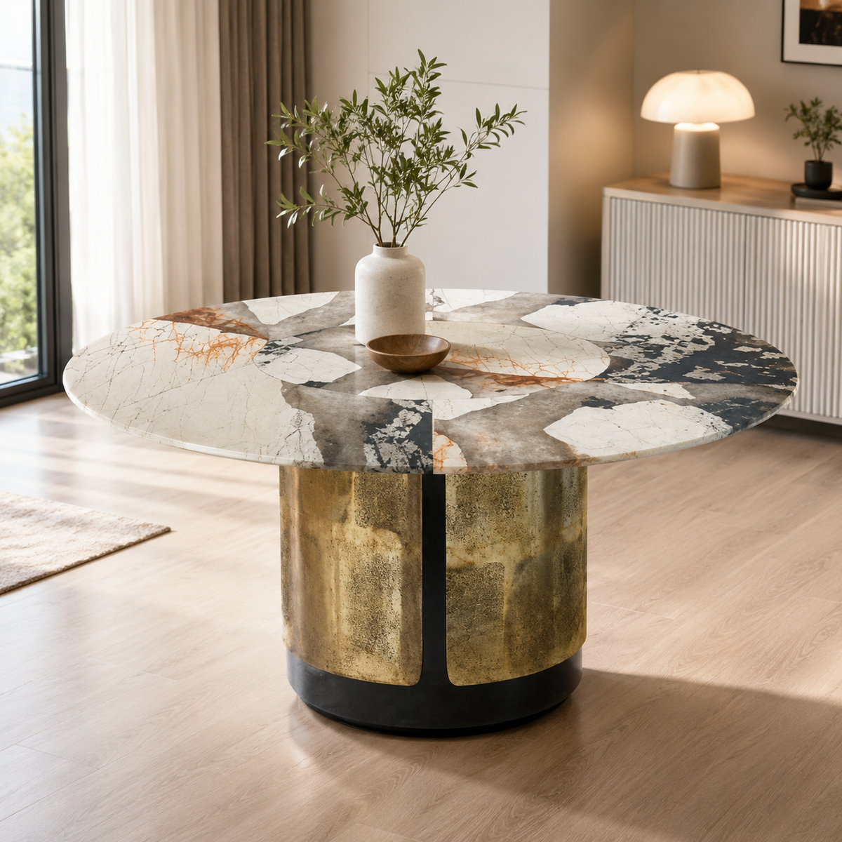Amoretti Picasso Round Luxury Stone Dining Table