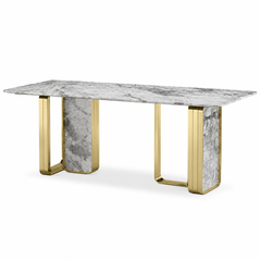 Nova White Gold Rectangular Luxury Stone Dining Table